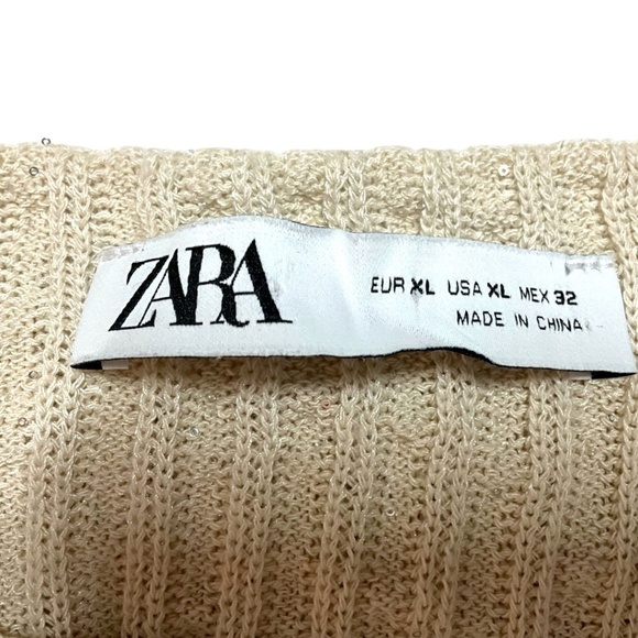 ZARA Viscose Polyester Blend Rib Knit Sleeveless Tank All Over Sparkle Sequins - Picture 4 of 8